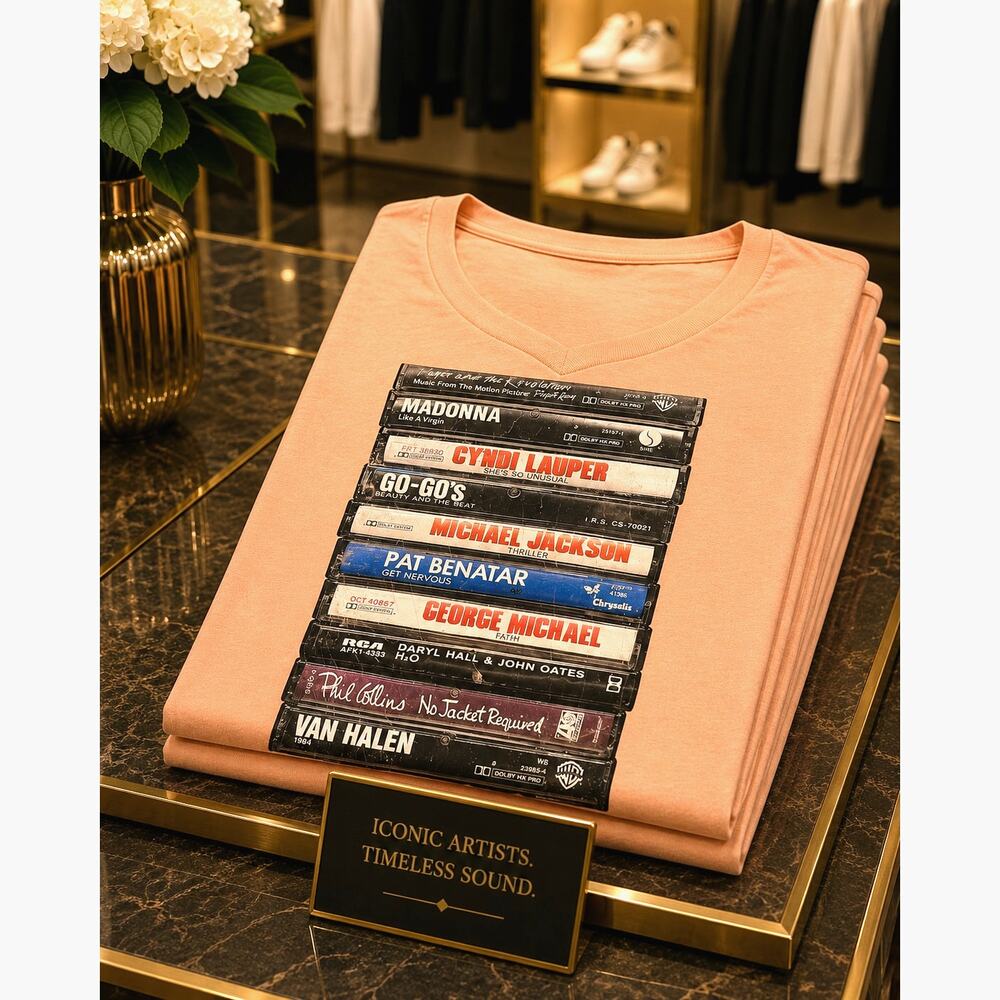 80’s Rock Cassette Shirt For Music Lovers Heather Peach M